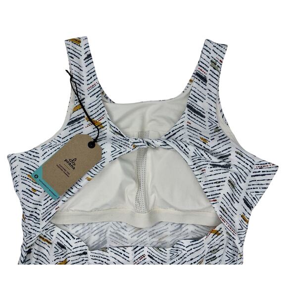 NEW‎ PrAna Skypath Dress XL White w/Multicolor Pattern Knit Sleeveless Shelf Bra - Picture 9 of 13
